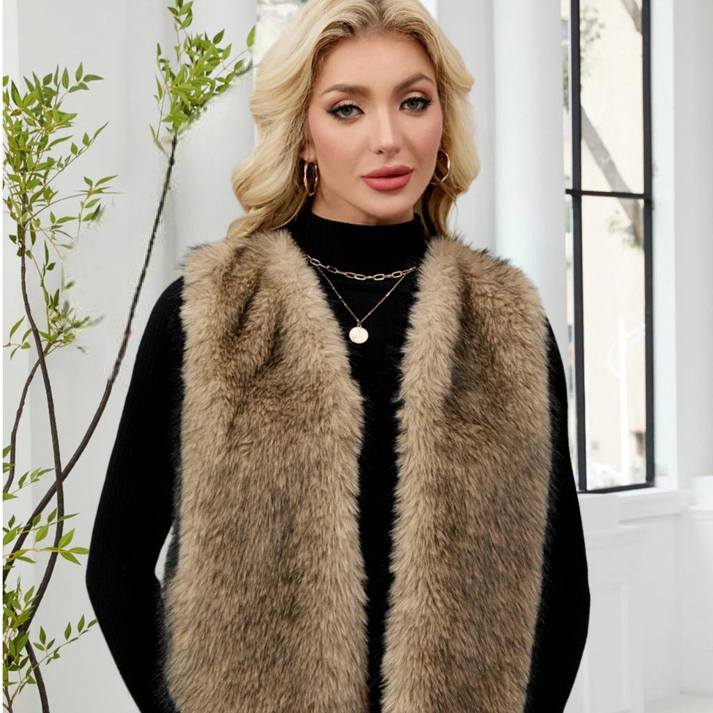 Autumn/Winter Artificial Fur Vest Medium to Long