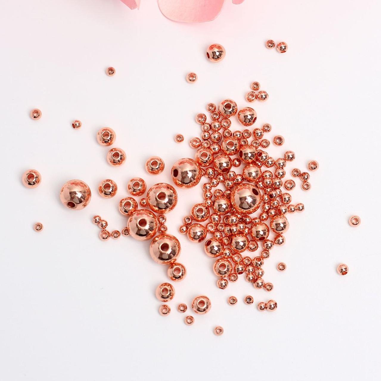 

100 шт. мідних токарних кулькових намистин для намиста своїми руками, браслета, сережок, аксесуарів для виготовлення ювелірних виробів 3mm 100pcs рожевий колір золота