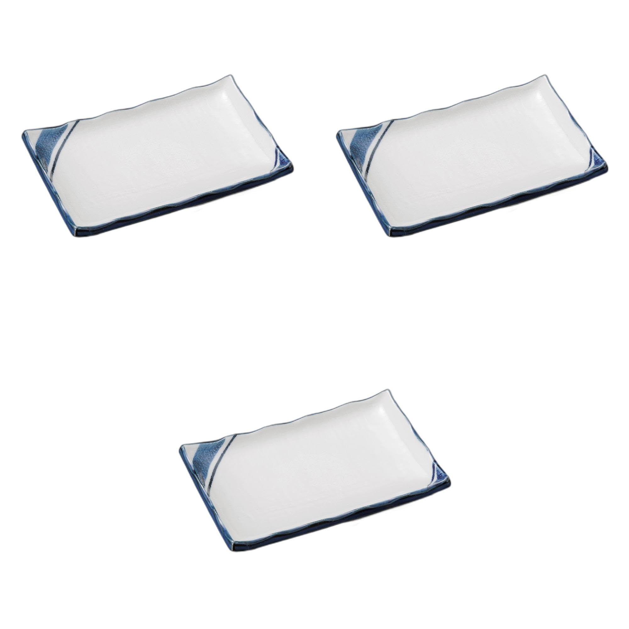 

Set of 3 Gosu Tokusa Rectangular Plates x x Ceramic Setomonohonpo 7.0cm [19.5 12.5 3.2cm] Plates,