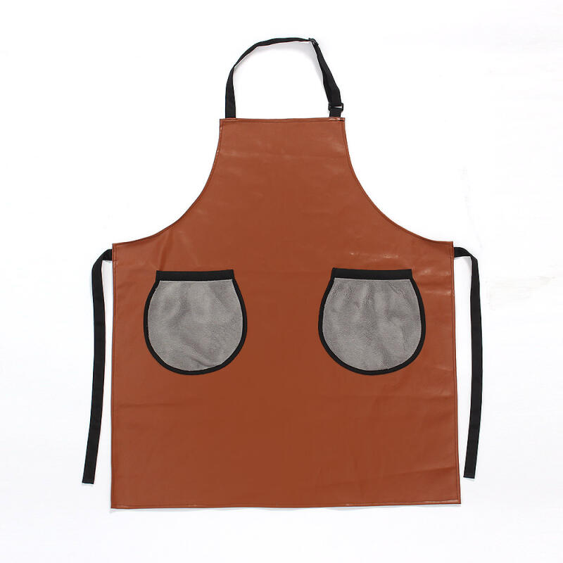 

Leather Nine Hand Towel Waterproof Apron (Brown)