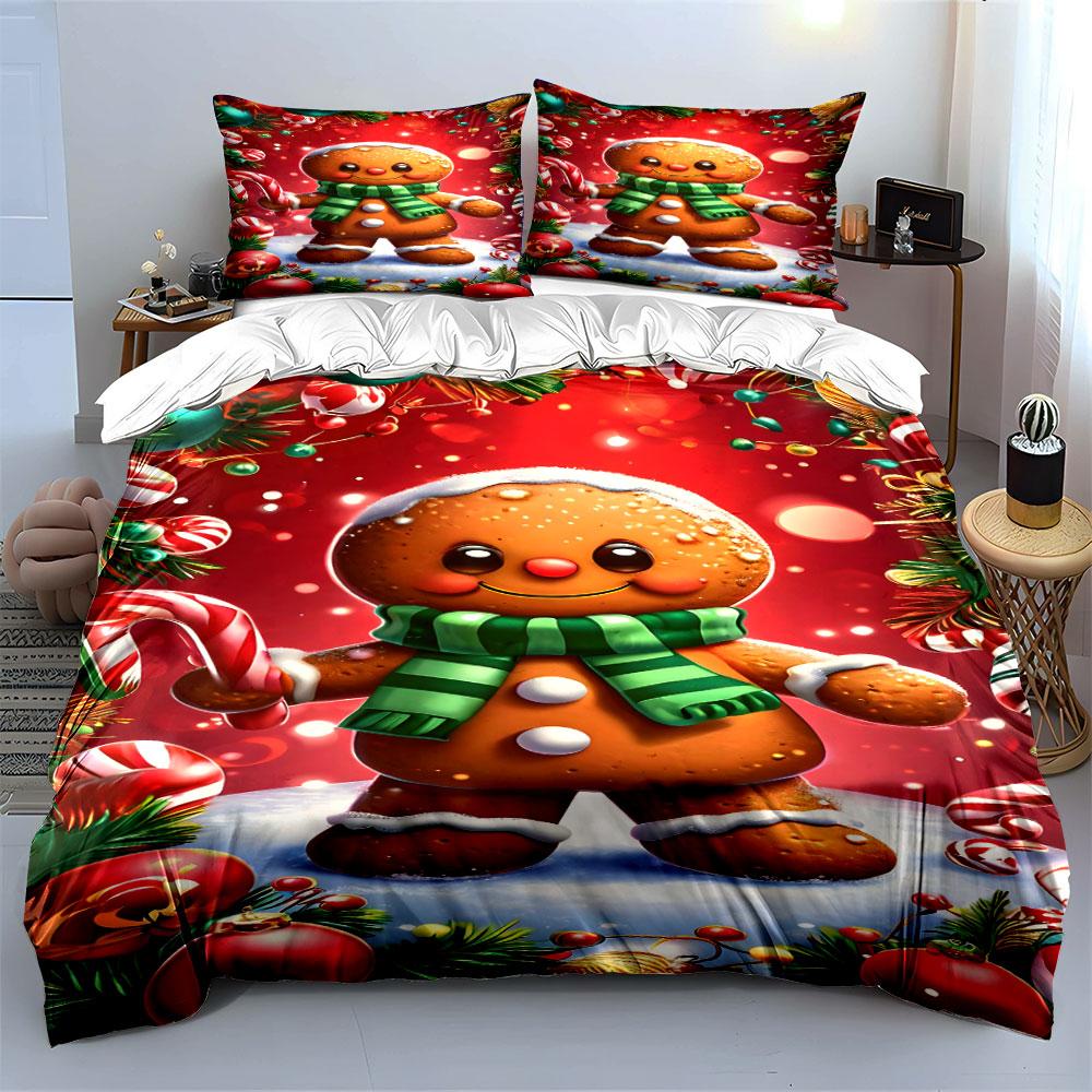 Sweetly festive gingerbread Bedding sets Duvet cover sets Duvet covers Pillowcases(1*Duvet Cover 2*Pillowcases without duvet insert)