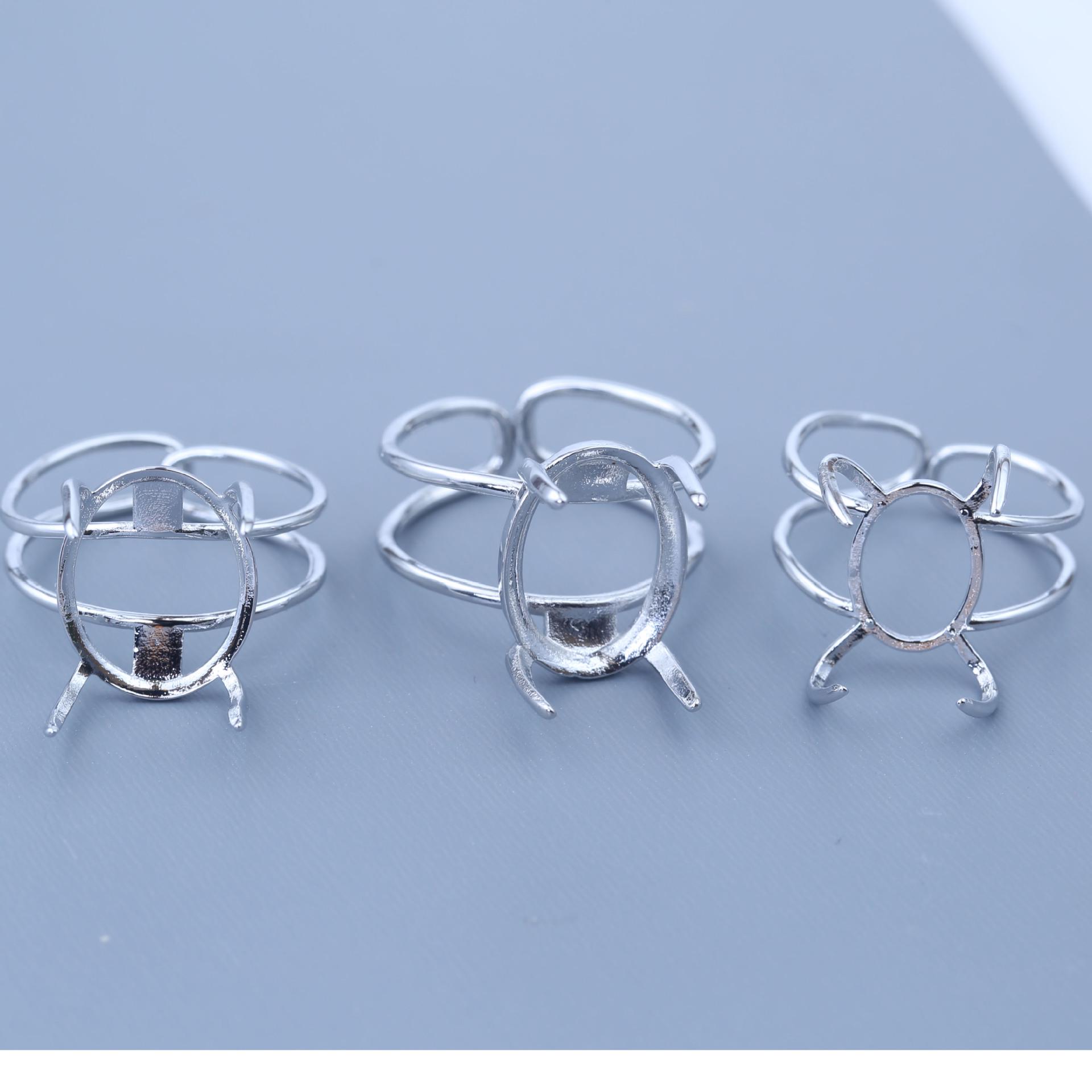 

Handmade Adjustable Mineral Ore Ring with Simple Inlay Design Platinum Plated