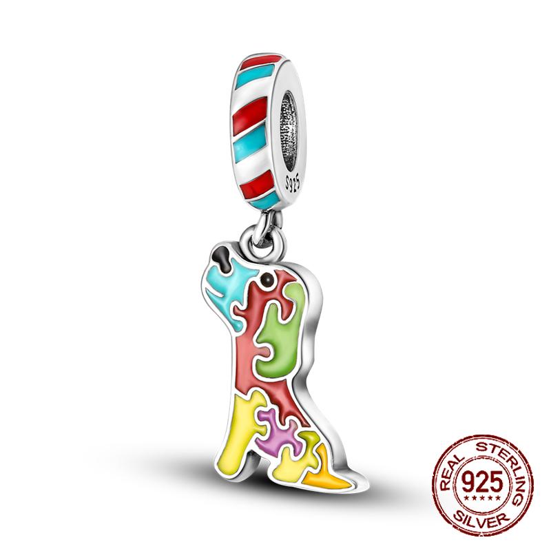 925 Silver Chameleon Charms Bead Colorful Sketchpad Dangle Zirconium Clip for Bracelet Necklace DIY Jewelry