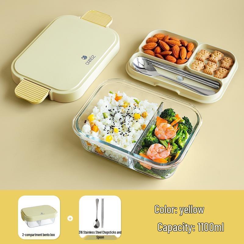 CAMUZ High Borosilicate Glass Lunch Box with Cutlery