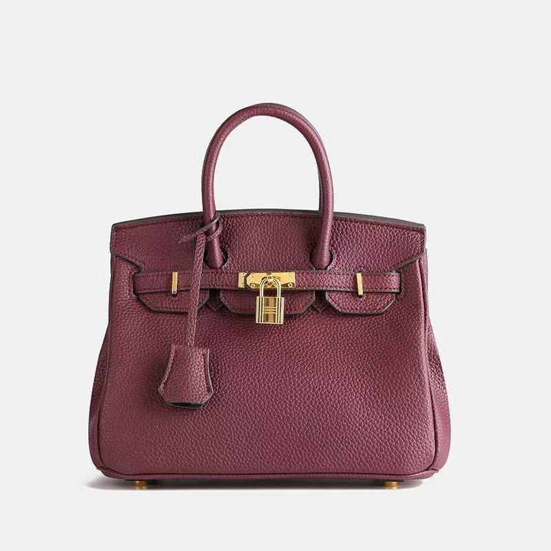 Borsa platinum in pelle bovina primo strato importata con motivo litchi, borsa a mano, borsa a tracolla, borsa a tracolla, vera pelle, borsa da donna di alta gamma