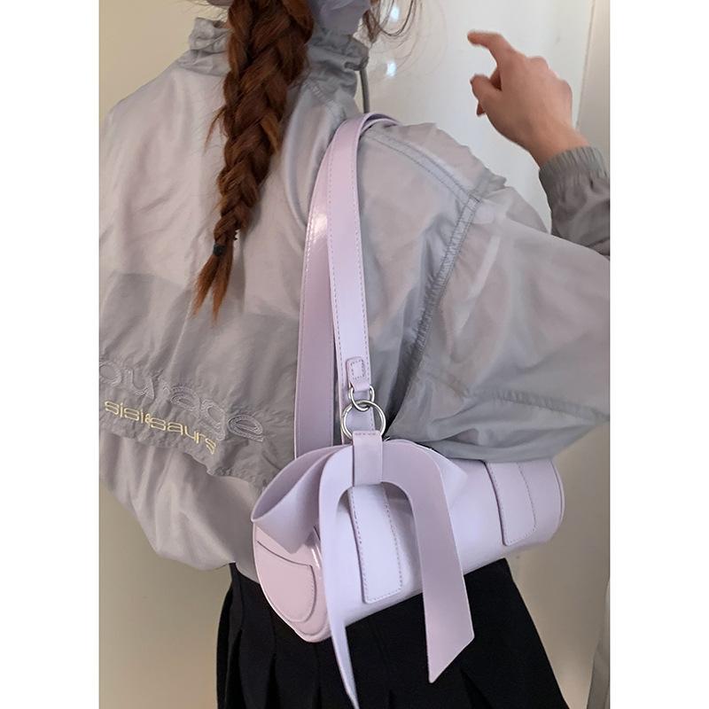 Spring fashion underarm bag women's commuter bag 2025 new pillow bag girl bow tote cylinder bag