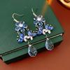 Silver Needle New Chinese Zircon Leaf Water Drop Earrings Light Luxury Premium Sense Earrings Retro Court Style Temperament Earrings Women