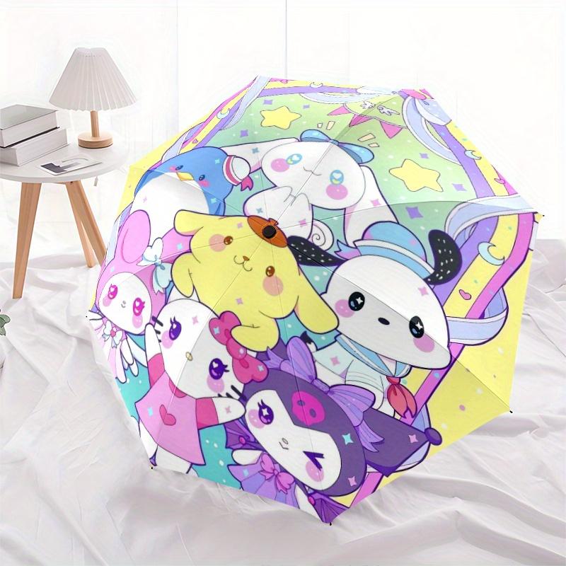 Sanrio Cartoon Character Hello Kitty Design Automatic Opening and Closing Umbrella, Lightweight 3-Fold, With Cute Cartoon Characters, Suitable for Hom
