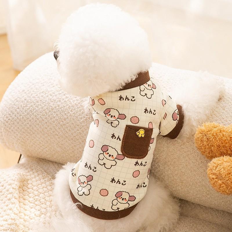 Autumn and Winter Dog Cartoon Cute Bunny German Velvet Home Clothes Medium and Small Dog Cat Bottoming Shirt Pet Clothes