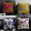 Flower INS Cushion Cover Natural Linen Organic Fabric DoubleSided Printing Sofa Home Decor Gift Pillow Case