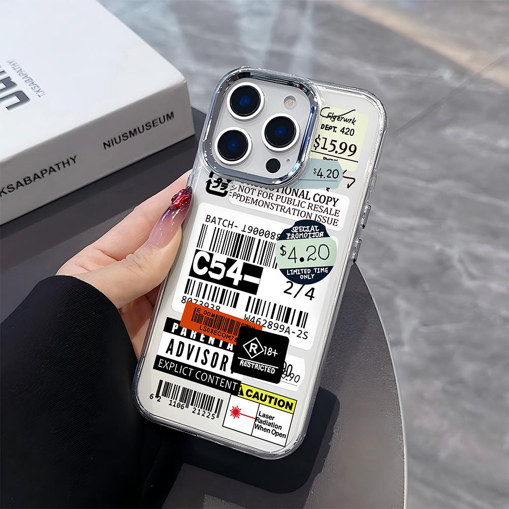 Luxury Stamp Label Barcode Phone Case for Xiaomi Redmi A3 A5 10C 12 13 13C 14C Note10 12 13 14 Pro Plus 4G 5G Transparent Cover