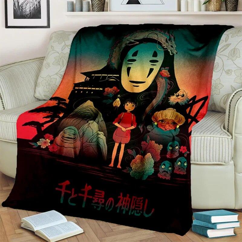 Spirited Away 3D-Cartoon-Anime-HD-Decke, weiche Überwurfdecke für Zuhause, Schlafzimmer, Bett, Sofa, Picknick, Reisen, Büro, Decke für Kinder