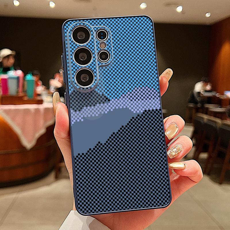 Custodia Geometrica con Texture in Tessuto per Samsung S26 Edge S25 FE S24 Plus S23 S22 Ultra A15 A16 A17 A35 A36 A37 A54 A55 A56 A57 5G Cover Ibrida Magnetica Opaca