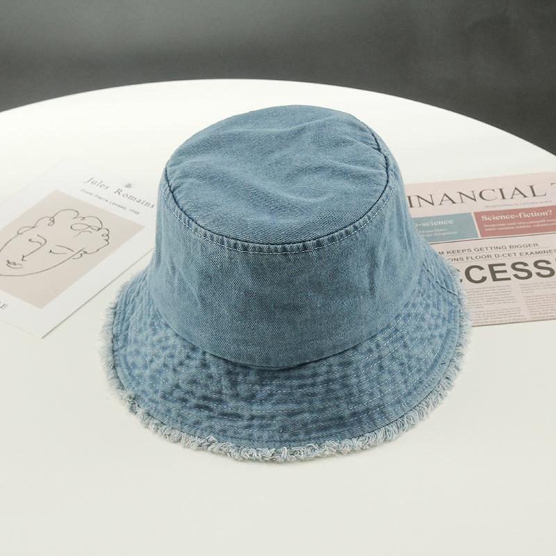 VISROVER 4 Colorways Summer Jeans Bucket Cap For Women Four Section Spring Fish Hat Fringer Edge Outdoor Sport Hat Wholesales