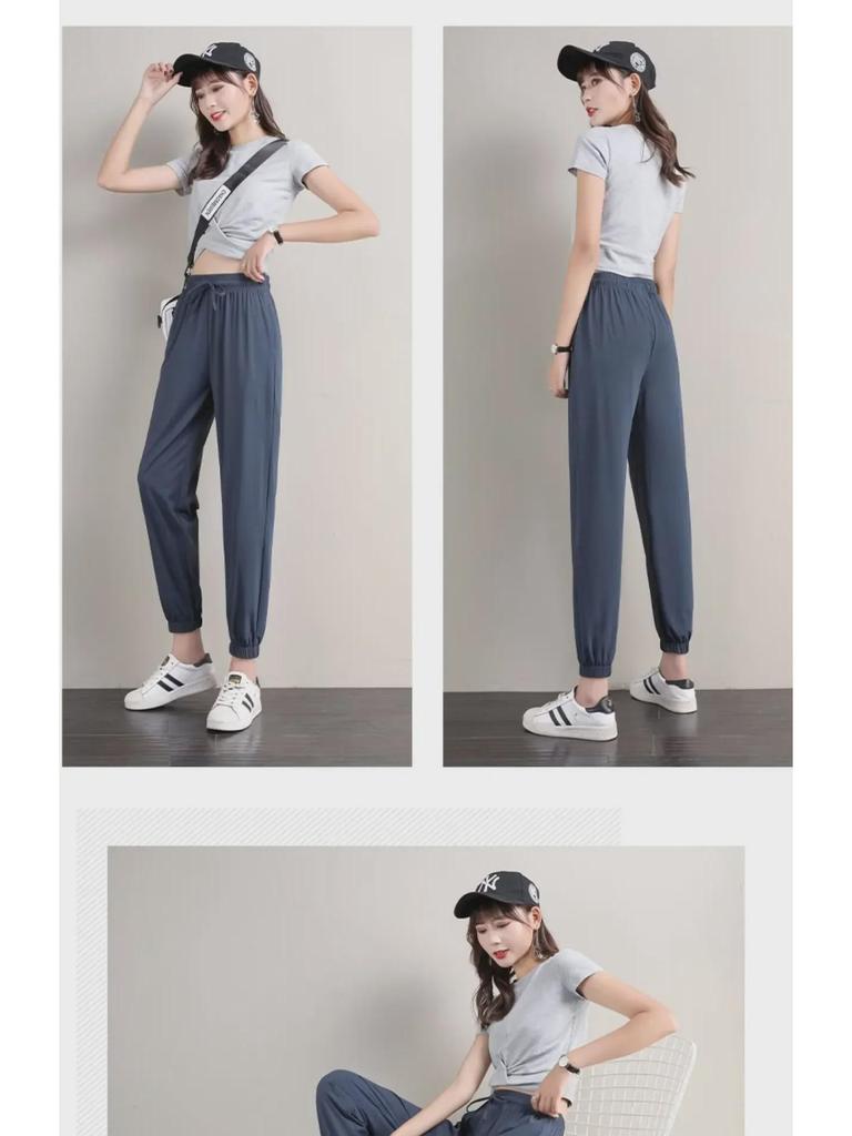 Versatile Ice Silk Plus Size Women's Casual Harem Pants - Slimming & Lightweight