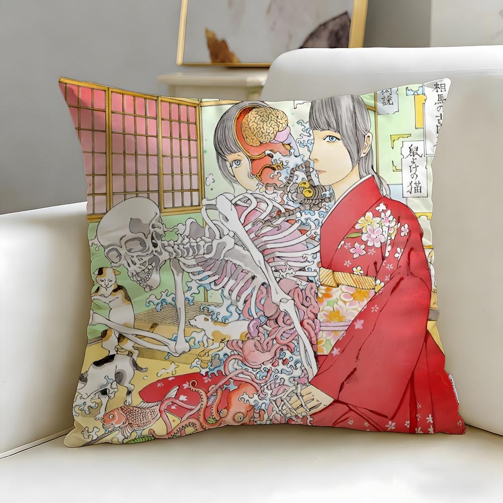 Classic Manga Artist Shintaro Kago Cushion Cover Soft & Easy-Wash Pillow Case – Versatile for Couch, Bed, Travel and Office