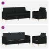 2 Piece Storage Sofa Set Black Polyester