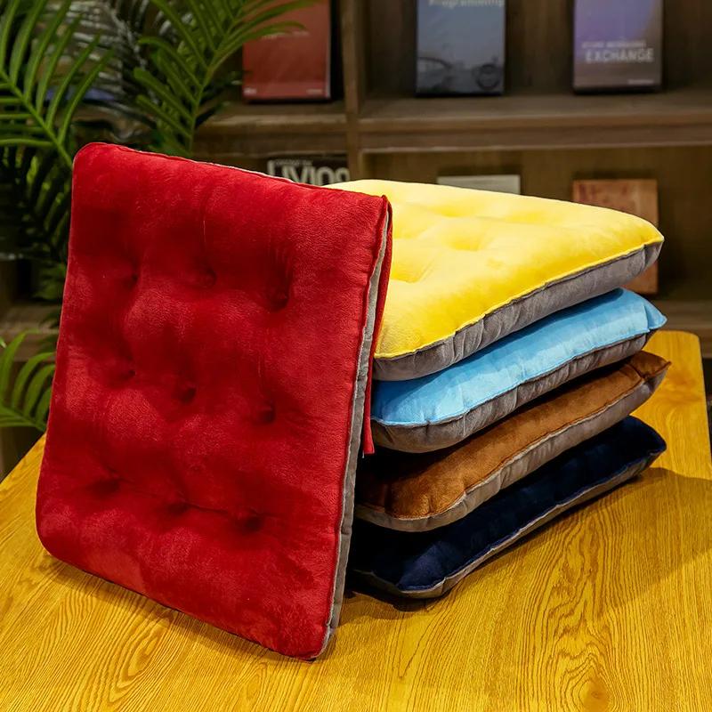 Solid Color Crystal Velvet Color-matching Chair Cushion Winter Warm Seat Cushion Student Stool Butt Office Chair Cushion