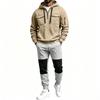Men's Light Gray Multi-Pocket Zippered Hoodie and Pants Casual Track Suit