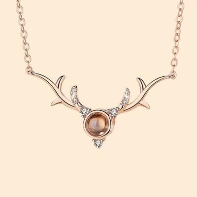 Yilu You Project Necklace for Women Japanese and Korean Simple Students Mori Tie Little Elk Antler Pendant Clavicle Chain Neck Chain