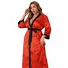 Plus Size Womens Satin Robe With Heart Love Print V-Neck Comfortable Lounge Wear Home Or Light Outings