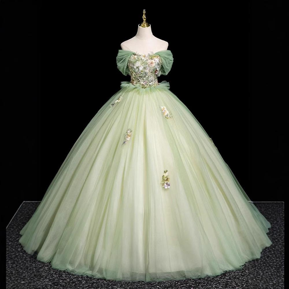 Green evening dress Mori vocal piano