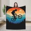 Cycling On The Mountain Bike Warm Soft Blanket Mtb Bike Track Plush Throw Blanket Living Room Flannel Bedspread Sofa Bed Cover