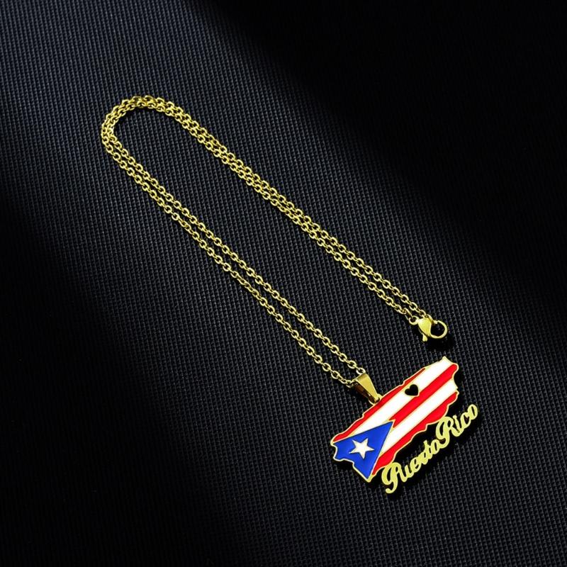 Versatile Puerto Rico Flag Pendant Necklace Puerto Rico Culture Necklace Fashion Jewelry Suitable for Various Occasion