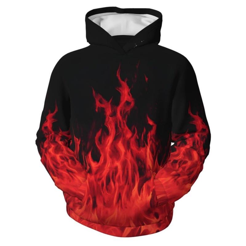 3D Gedruckter Bunter Flammen Hoodie Für Männer Farbverlauf Muster Sweatshirt Herbst Lässige Oberteile Übergroße Pullover Langarm Hoodies