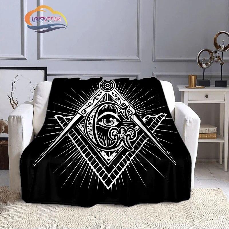 Fashion Patterns Masonic Portable Sofa Blanket Freemason Flannel Warm Four Seasons Camping Blanke Freemasonry Multi Size Blanket
