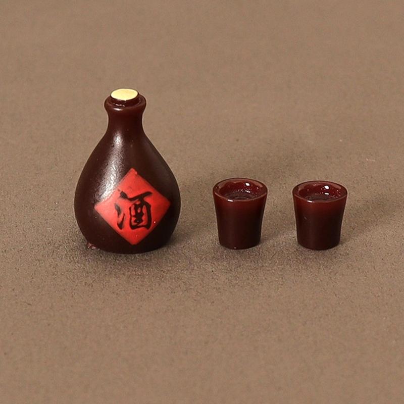 1Impostare1:12 Barattolo per vino in miniatura per casa delle bambole, retrò, cinese, bicchiere per vino, modello, decorazione per cucina, giocattolo, accessori per casa delle bambole