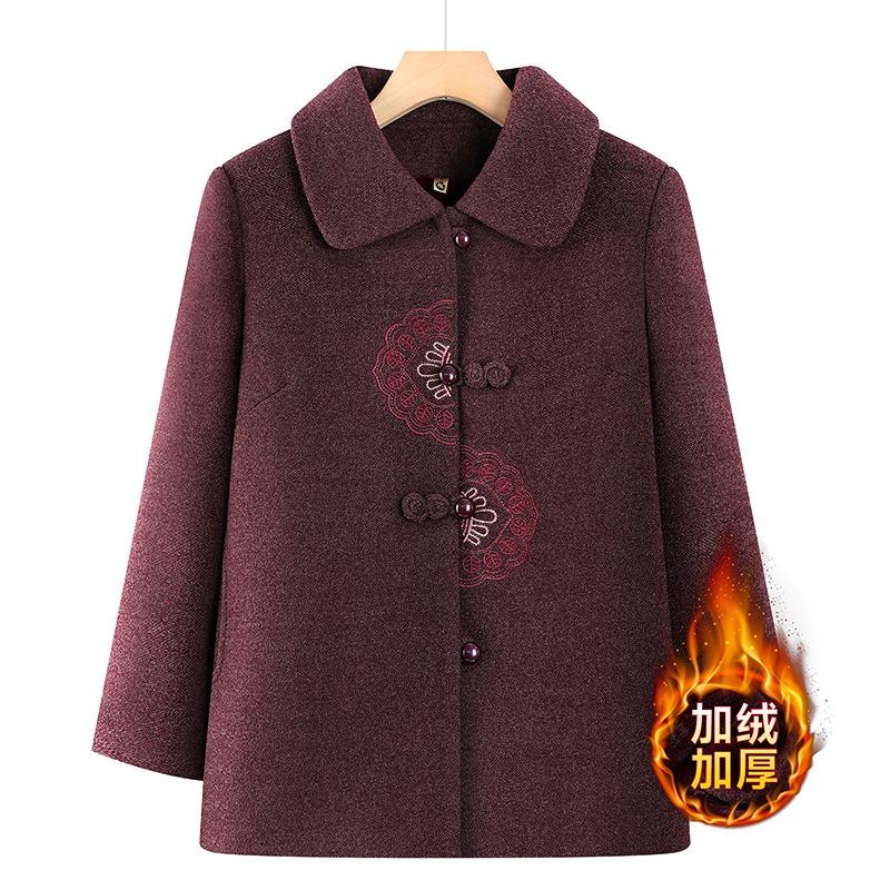 

New grandma autumn and winter woolen coat plush warm old lady winter top old mother clothes thick 5XL [recommended 150-80kg] фиолетовый