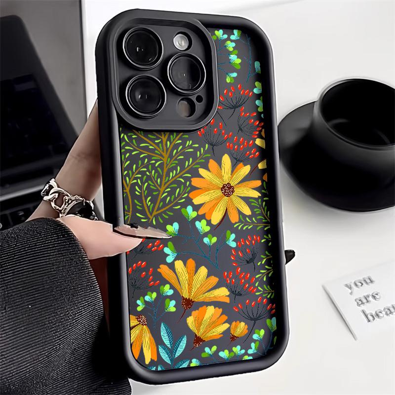 Leaf Pattern Cute Flower Phone Case For iPhone 13 16e 11 15 12 14 16 17 Pro Max 7 8 Plus X XR XS SE Soft Liquid Silicone Cover