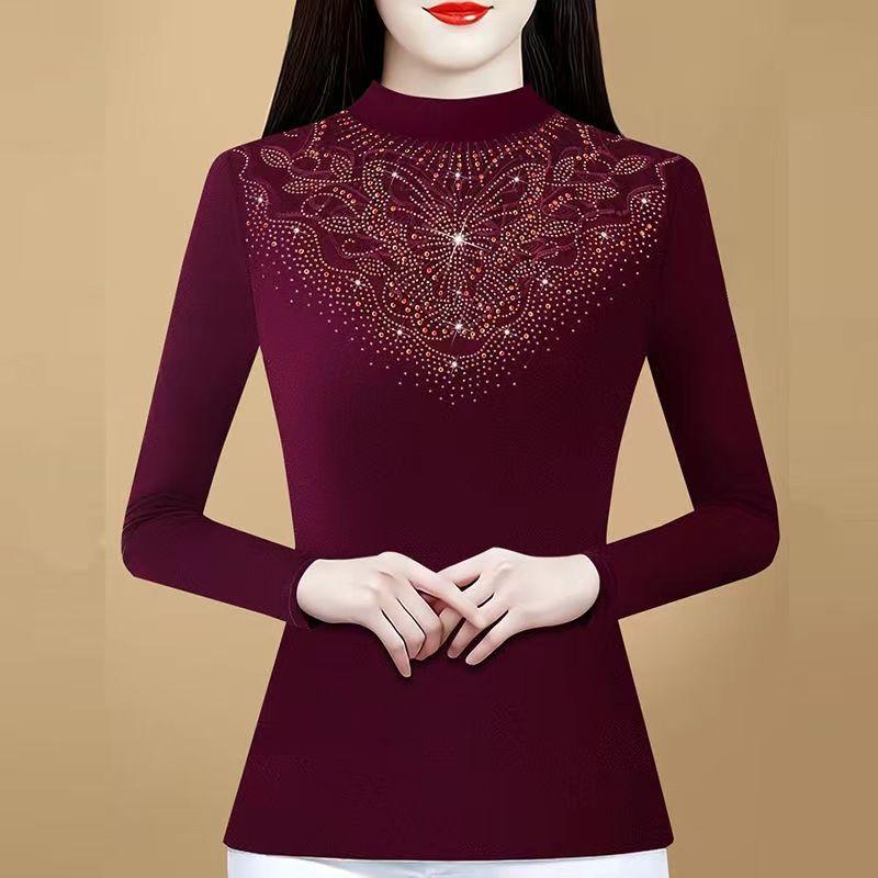 

Двусторонняя немецкая бархатная водолазка с длинным рукавом, женская одежда, новая модная теплая внутренняя футболка на осень и зиму M（90-100）