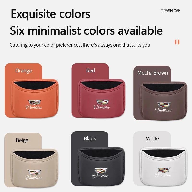 Car Door Storage Box PU Leather Auto Seat Back Hanging Trash Can Bin For Cadillac ATS BLS CT4 CT6 CTS ESCALADE STS XT5 XTS SLS