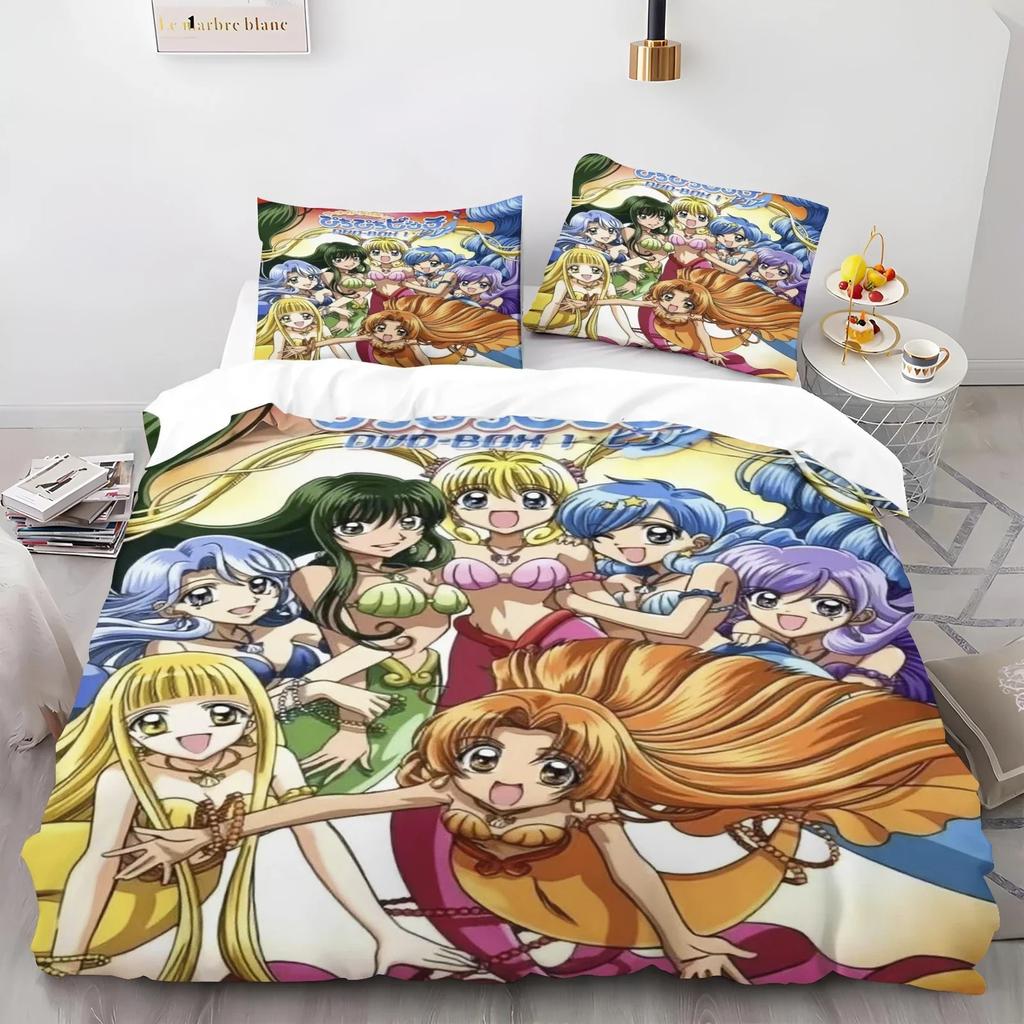 Cartoon Mermaid Melody Duvet Cover And Pillowcase Set For Adults And Boys Bedroom Decoration Single Double Large Size