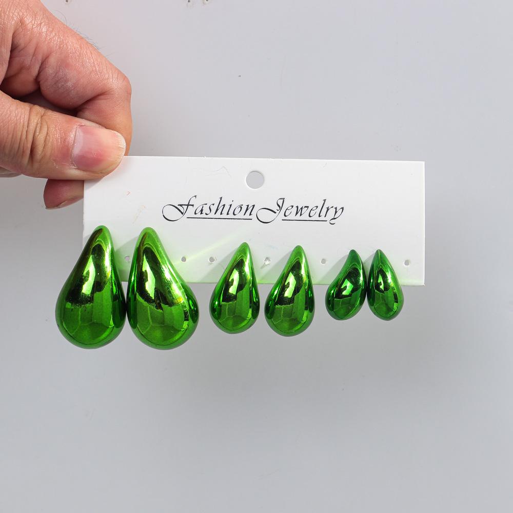 Extra Large 3pair Acrylic Chunky Waterdrop Earring Dupes for Women Metallic Color Teardrop Y2K Earring Hoops Jewelry Lightweight