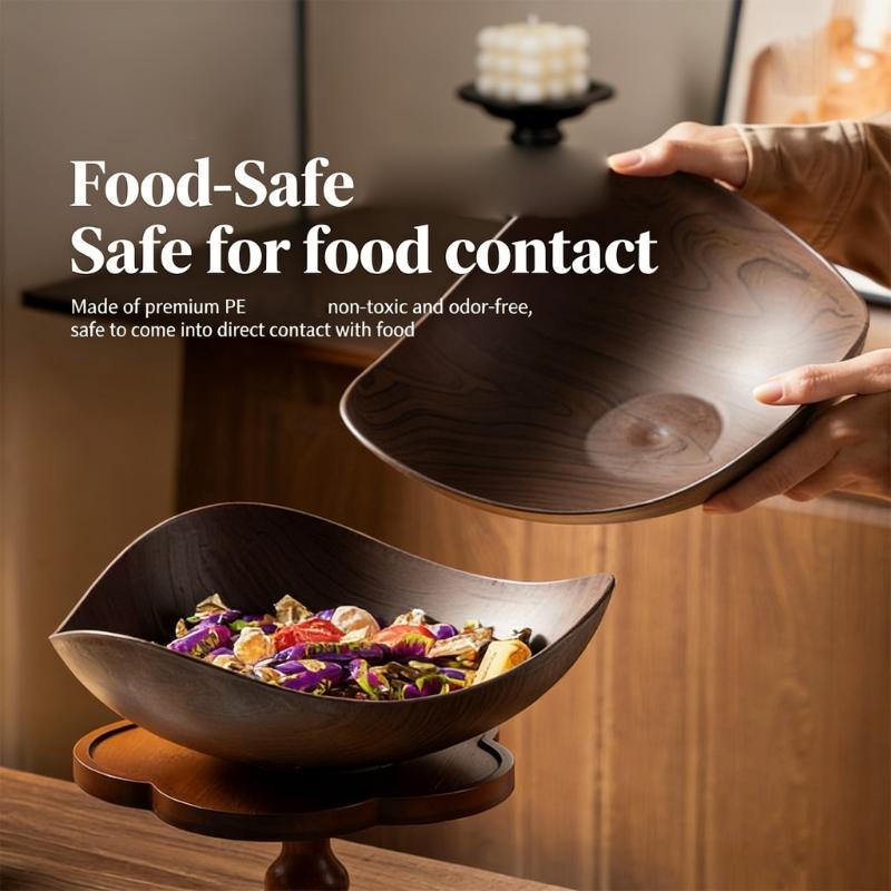 Portable Modern Wooden Look Serving Bowl Ideal For Displaying Fruits And Appetizers During Family Gatherings
