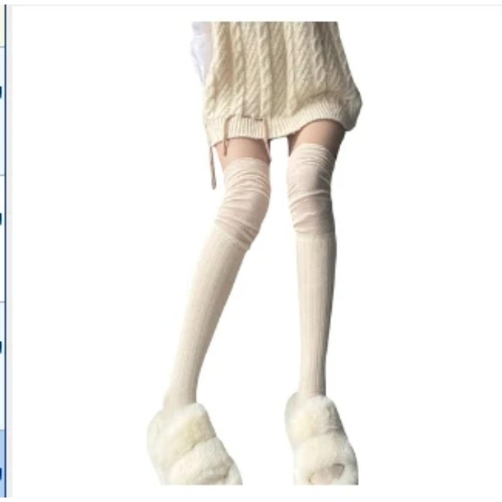 Solid Color Thigh High Stockings Women Trendy Casual Over The Knee Female Long Socks Thermal Warm Cotton Tall Tube Leggings