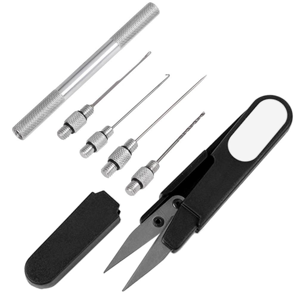 Secure Grip Bait Needle Kit with Line Scissors Bait Drill Stringer Fishing Bait Needle for Boilies Bait Needle Kit