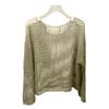 Sunscreen Cover Up Round Neck Long Sleeve Solid Color Knitting Tops Loose Fit Hollow Knitted Design Casual Tops