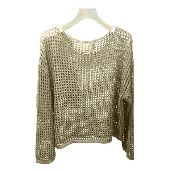 

Солнцезащитный чехол с круглым вырезом и длинным рукавом, однотонные трикотажные топы свободного кроя, ажурный трикотажный дизайн, повседневные топы верблюд