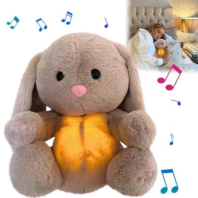 Baby Breathing Rabbit Plush Toy with Soothing Music Light Musical Bunny