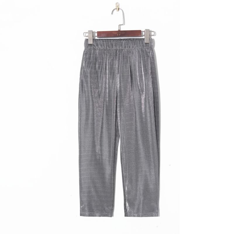 

Модные Стильные Яркие Шелковые Эластичные Брюки Кэжуал с Высокой Посадкой Сетка Silver L