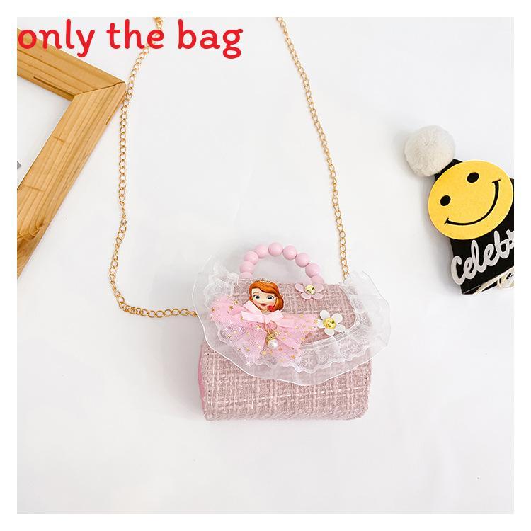 Childrens Cartoon Pattern Pu Shoulder Bag With Artificial Pearl Bow And Flower Decoration For Daily Casual Wear