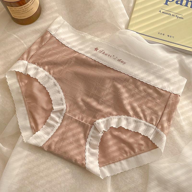 

Летнее ультратонкое яркое шелковое нижнее белье в холодную трехмерную клетку с высокой эластичностью и комфортом, женское нижнее белье из чистого хлопка L камео розовый
