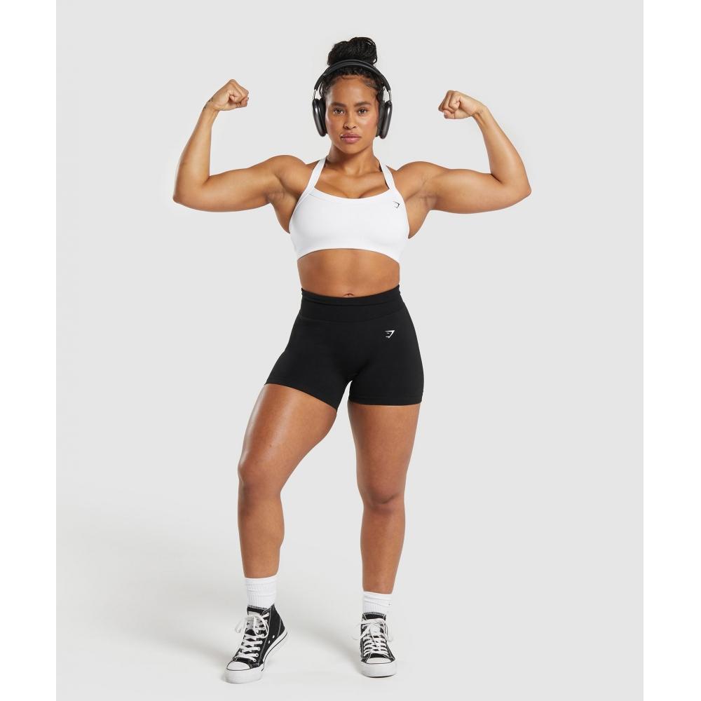 Gymshark Bavlněná zpevňující sportovní podprsenka bílá B8a5x Wb57