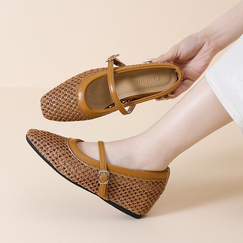 2026 Новая Мода Ремешок с Пряжкой Обувь Женские Лоферы Мэри Джейн Туфли Женский Дизайнерский Плетеные Мелкие Женские Лоферы с Обувью 35 коричневый 2860₽