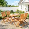 Garden Furniture Set Acacia Wood Seating Group 5-Piece Foldable Table with 4 Folding Chairs Slatted Design