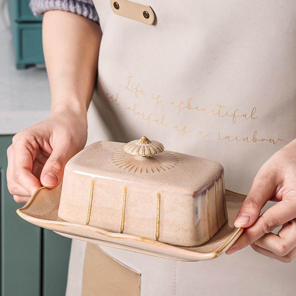 Rectangular Butter Tray Ceramic Dim Sum Dish Storage Tray for Candy Snack Dessert Fruit